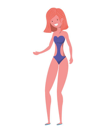 young woman with swimsuit on white background vector illustration designのイラスト素材