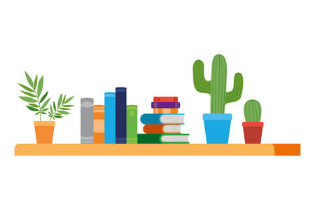 shelving with books in white background vector illustration desingのイラスト素材