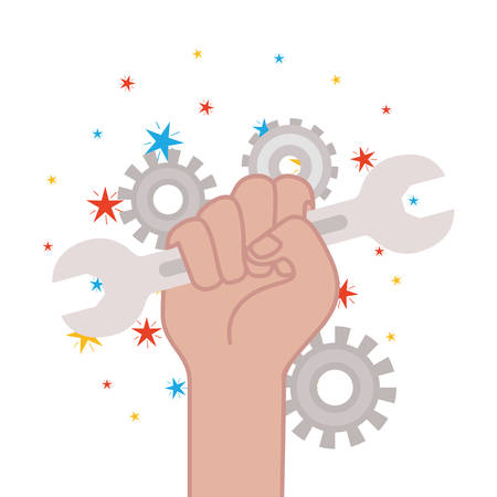 hand with wrench tool isolated icon vector illustration designのイラスト素材