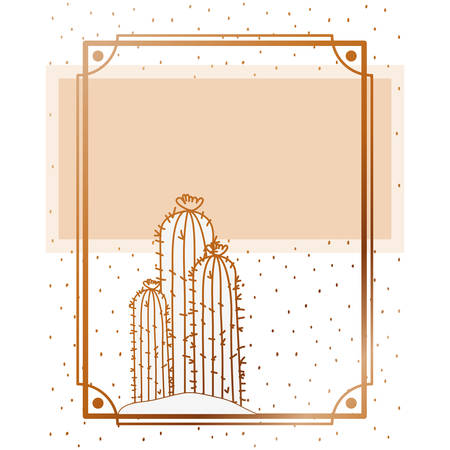 pattern cactus with frame golden isolated icon vector illustration designのイラスト素材