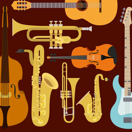 jazz day poster with set instruments vector illustration designのイラスト素材