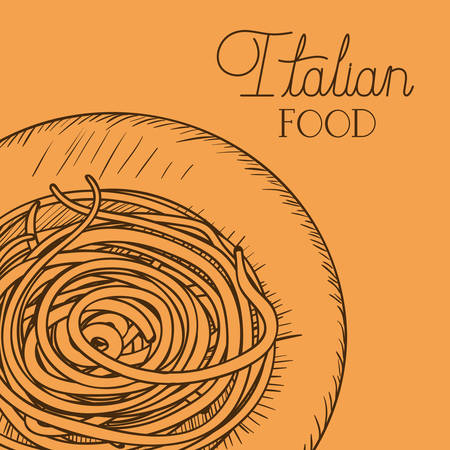 italian food drawn dish with spaghettis vector illustration designのイラスト素材