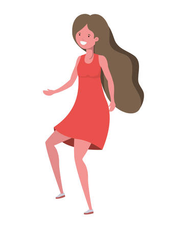 dancing woman in white background vector illustration designのイラスト素材