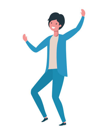 young man dancing in white background vector illustration designのイラスト素材