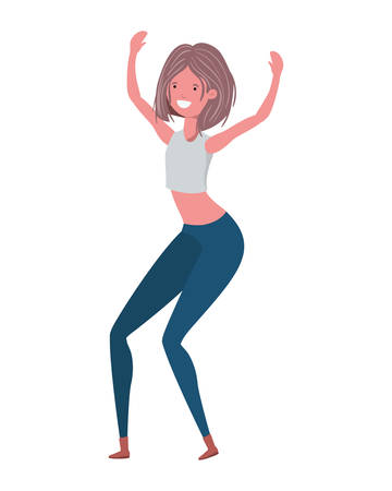 dancing woman in white background vector illustration designのイラスト素材