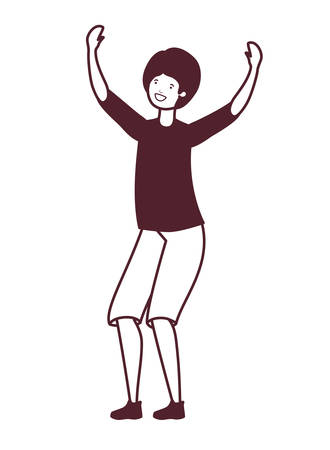 silhouette of young man dancing in white background vector illustration designのイラスト素材