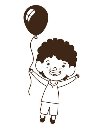 silhouette of baby boy smiling with helium balloon in hand vector illustration designのイラスト素材