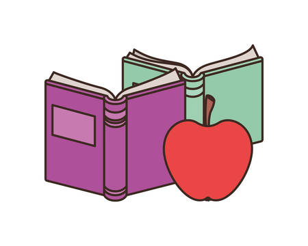 stack of books with apple fruit icon vector illustration designのイラスト素材