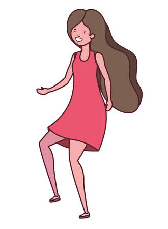 dancing woman in white background vector illustration designのイラスト素材