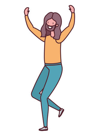 young man dancing in white background vector illustration designのイラスト素材