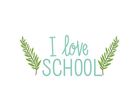 i love school label on white background vector illustration designのイラスト素材