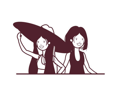 silhouette of women with swimsuit on white background vector illustration designのイラスト素材