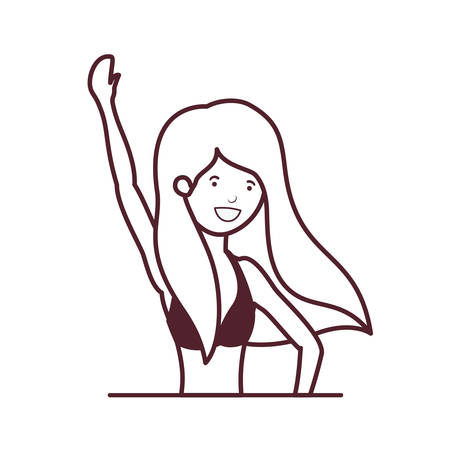 silhouette of woman with swimsuit on white background vector illustration designのイラスト素材