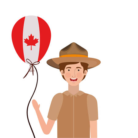 Forest ranger cartoon design, life protector nature fauna and green theme Vector illustrationのイラスト素材