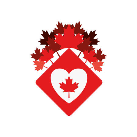 Maple leaf heart and canada design, Culture national country travel and tourism theme Vector illustrationのイラスト素材