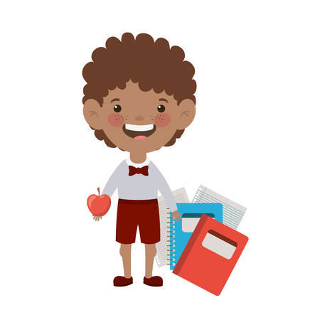 student boy with school supplies on white background vector illustration designのイラスト素材