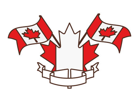Maple leaf flag and canada design, Culture national country travel and tourism theme Vector illustrationのイラスト素材