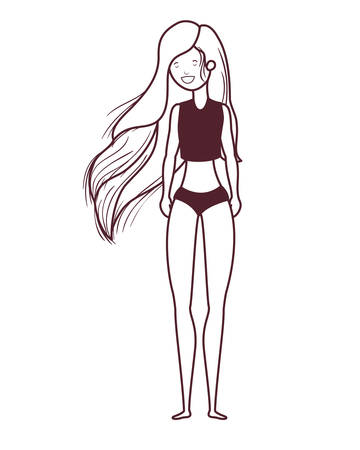 silhouette of woman with swimsuit on white background vector illustration designのイラスト素材