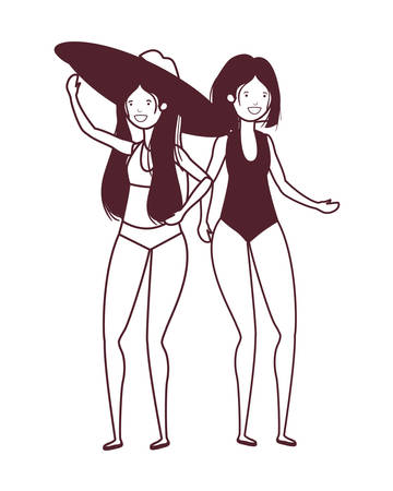 silhouette of women with swimsuit on white background vector illustration designのイラスト素材