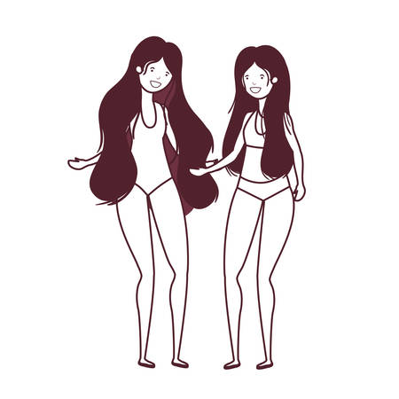 silhouette of women with swimsuit on white background vector illustration designのイラスト素材