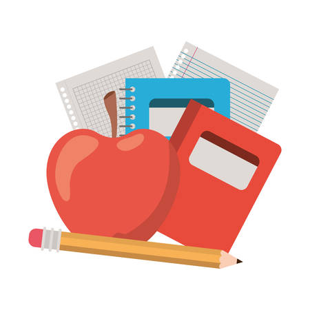 stack of books with apple fruit icon vector illustration designのイラスト素材