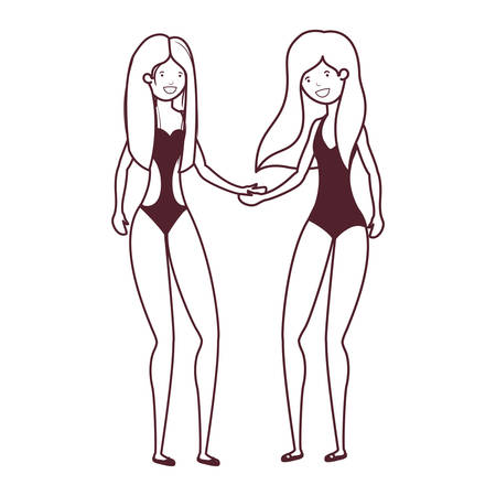silhouette of women with swimsuit on white background vector illustration designのイラスト素材