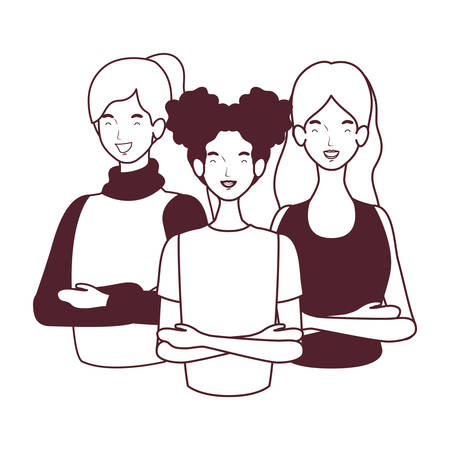 silhouette of young women on white background vector illustration designのイラスト素材