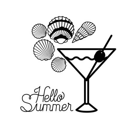 hello summer label with white background vector illustration designのイラスト素材