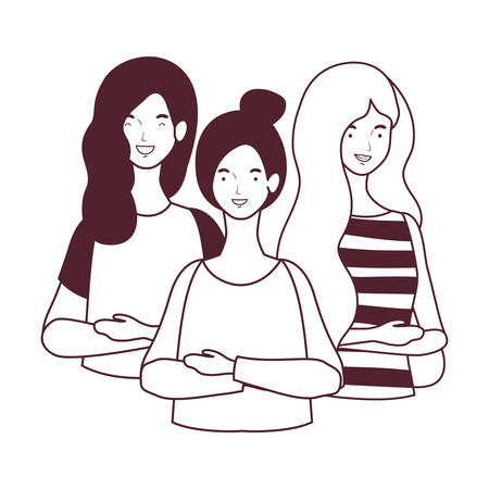 silhouette of young women on white background vector illustration designのイラスト素材