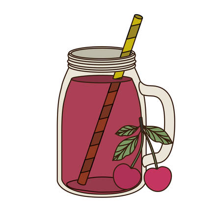 glass with cherry and straw drink vector illustration designのイラスト素材