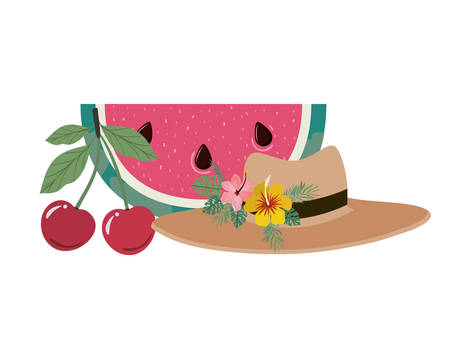 delicious tropical fruits of summer on white background vector illustration designのイラスト素材