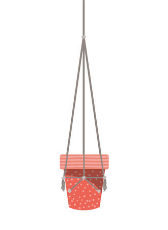 flowerpot on macrame hangers icon vector illustration designのイラスト素材