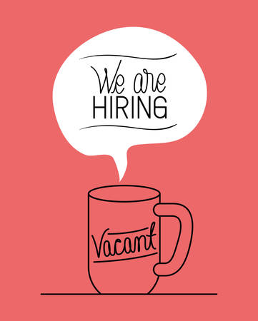 set mugs drinks with we are hiring message vector illustration designのイラスト素材
