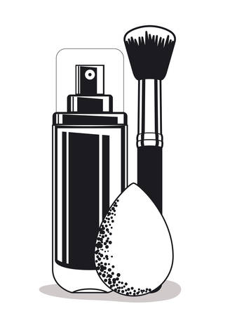 splash bottle with brush and drop make up products vector illustration designのイラスト素材