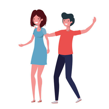 young couple dancing in white background vector illustration designのイラスト素材