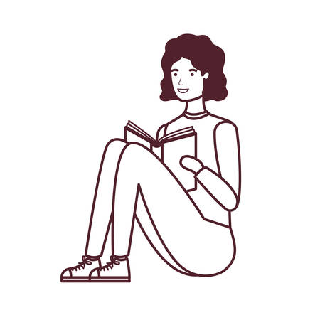 man sitting with book in hands vector illustration designのイラスト素材