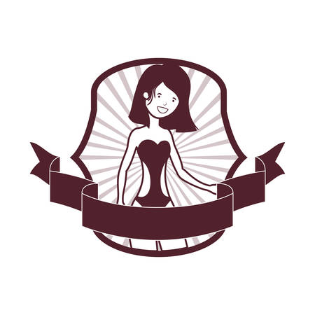 frame of young woman with swimsuit character vector illustration designのイラスト素材