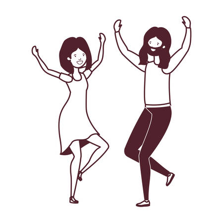 silhouette of young couple dancing in white background vector illustration designのイラスト素材