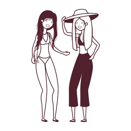 silhouette of women with swimsuit on white background vector illustration designのイラスト素材