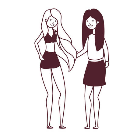 silhouette of women with swimsuit on white background vector illustration designのイラスト素材