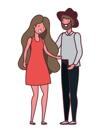 young couple dancing in white background vector illustration designのイラスト素材