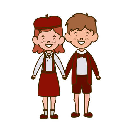 couple students standing smiling on white background vector illustration designのイラスト素材