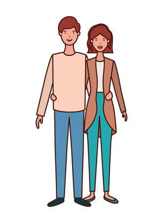 young couple avatar character vector illustration designのイラスト素材