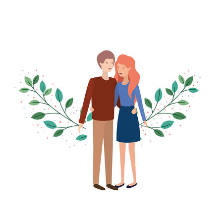 young couple avatar character vector illustration designのイラスト素材
