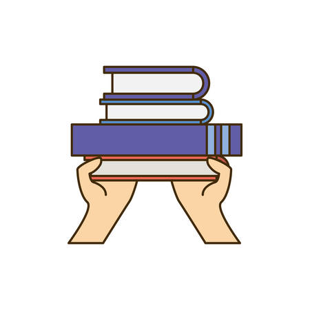 hands with library books in white background icon vector illustration designのイラスト素材