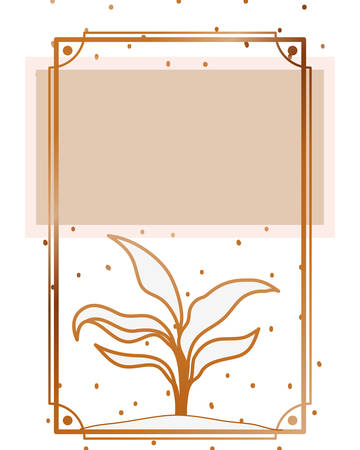 pattern plant with frame golden isolated icon vector illustration designのイラスト素材