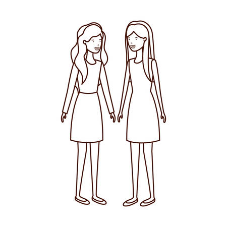 young women avatar character vector illustration designのイラスト素材