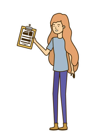 woman standing with curriculum vitae vector illustration designのイラスト素材