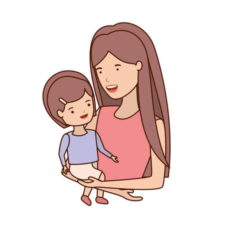 woman with baby avatar character vector illustration designのイラスト素材