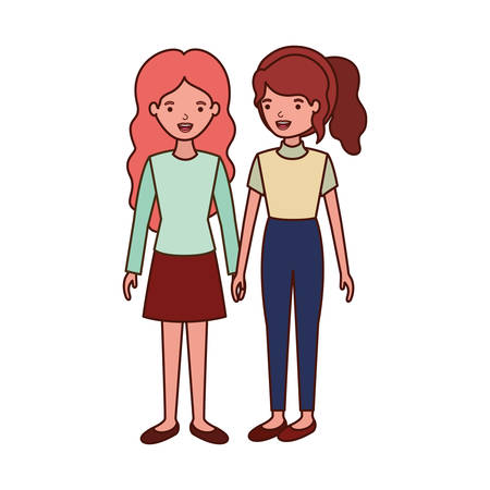 young women avatar character vector illustration designのイラスト素材